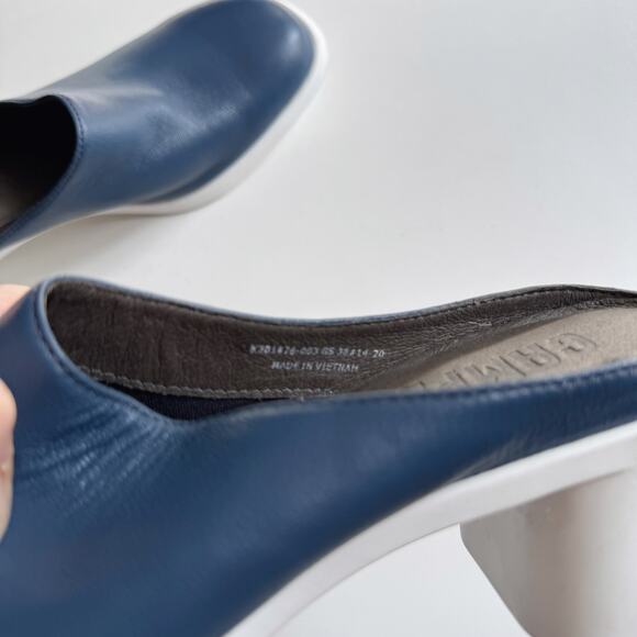 Camper Colorblock Navy Blue Leather Slip-On Meda Clog Mules Size 38/7.5 - Picture 8 of 9